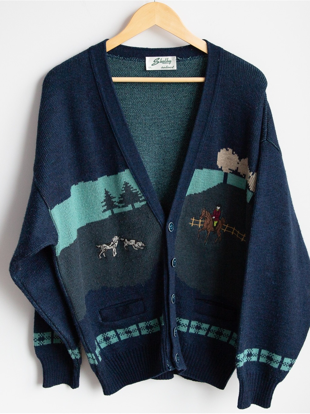 Vintage Shelby Select Men’s Horse Grandpa Cardigan L